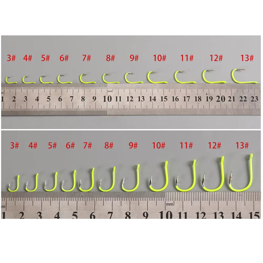 Lixada 50Pcs Fluorescent Fishing Hooks High Carbon Steel Fishing Hooks Fishing Tackle Accessories