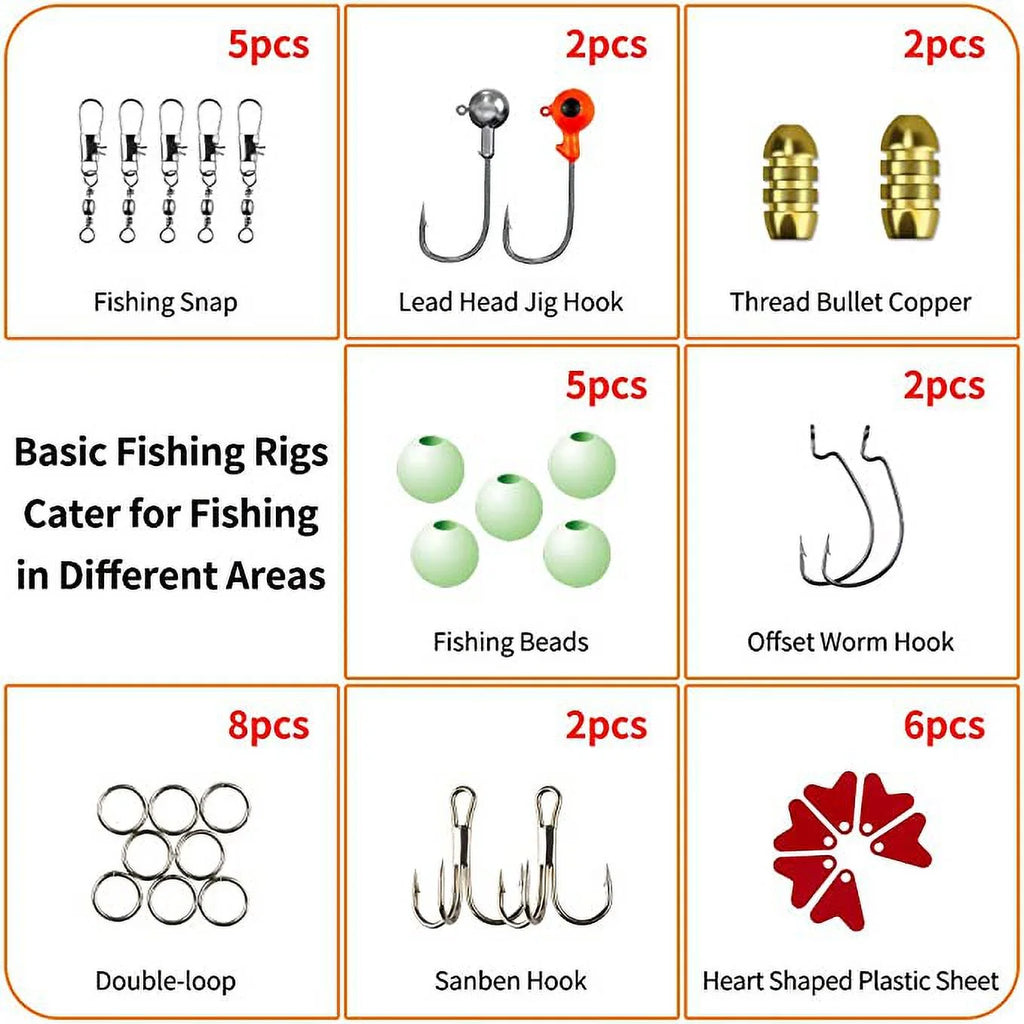 Fishing Lures Kit for Freshwater Bait Tackle Kit for Bass Trout Salmon Fishing Accessories Tackle Box Including Spoon Lures Soft Plastic Worms 78-Piece