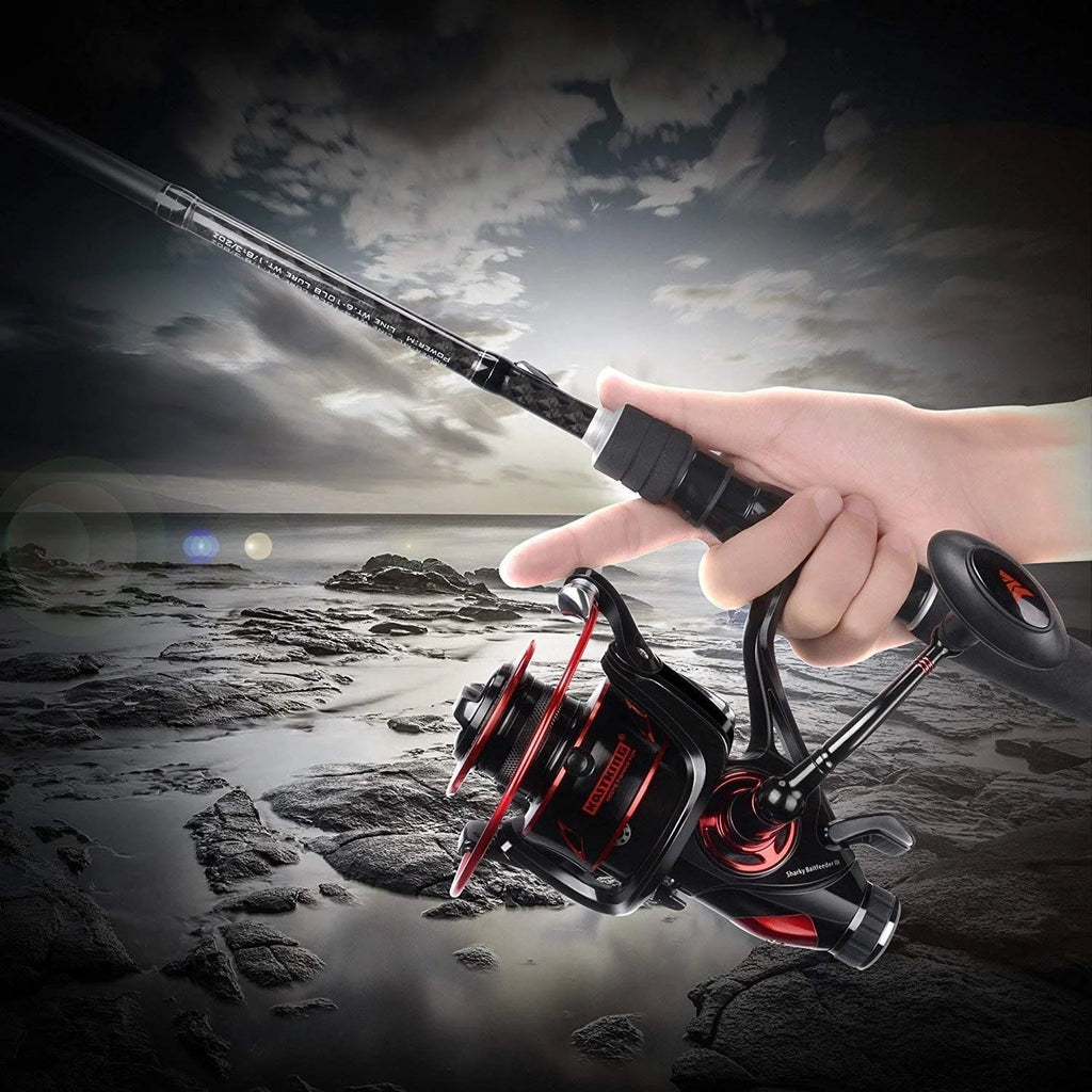 5000 Spinning Reel 10+1 Shielded Stainless Steel BB - Carbon Fiber Drag for Live Liner Bait Fishing Action-Black