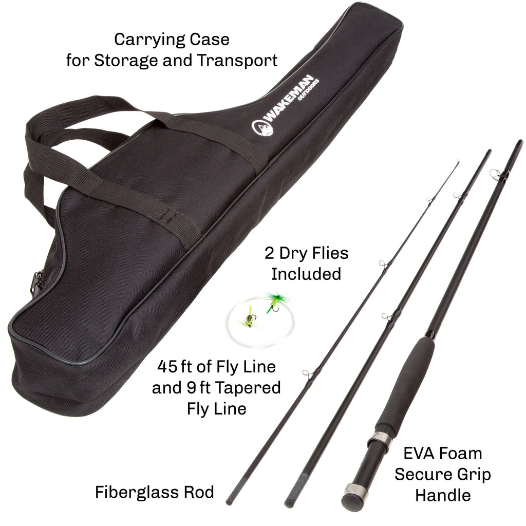 Fly Fishing Rod and Reel Combo with Accessories (Black)