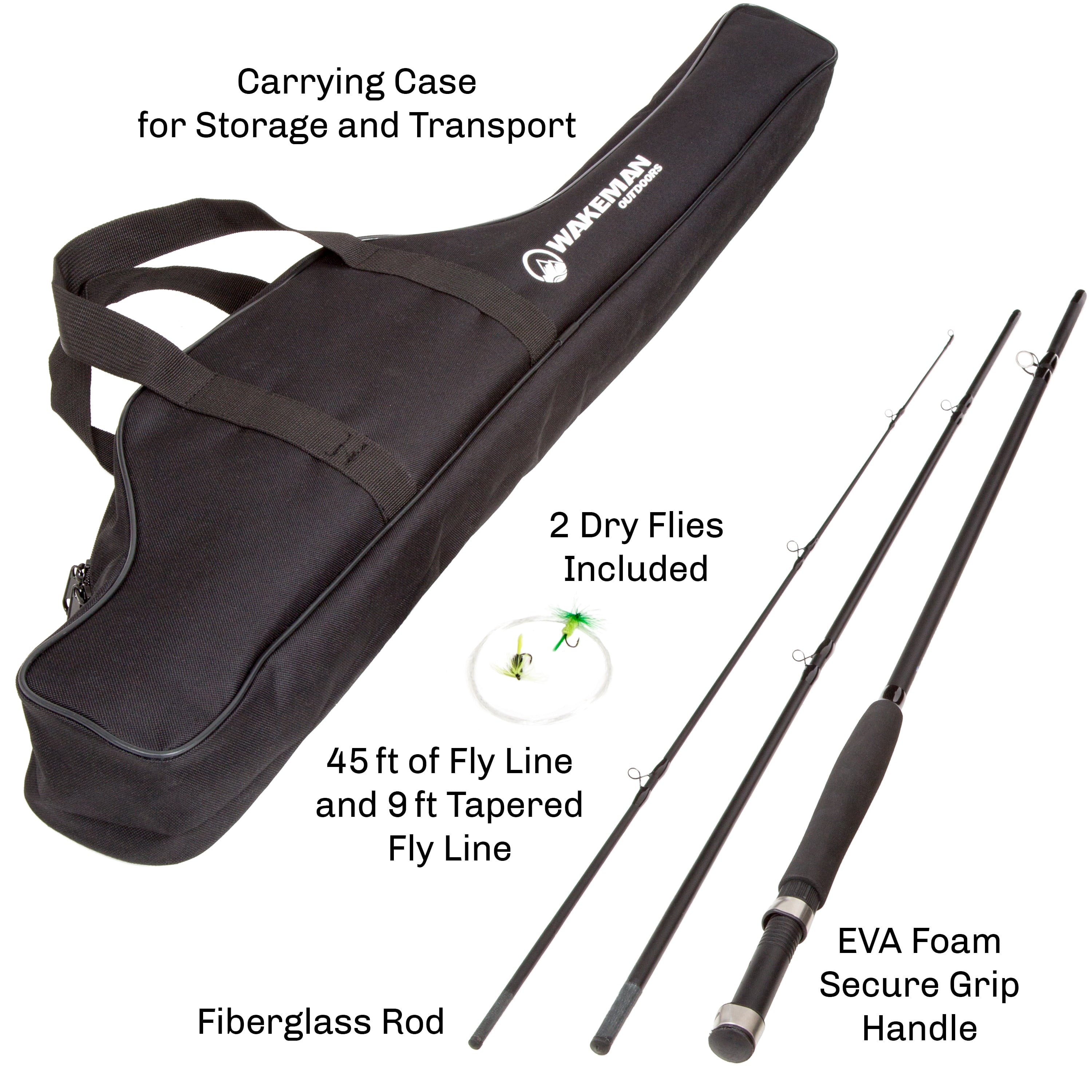 Fly Fishing Rod and Reel Combo with Accessories (Black)