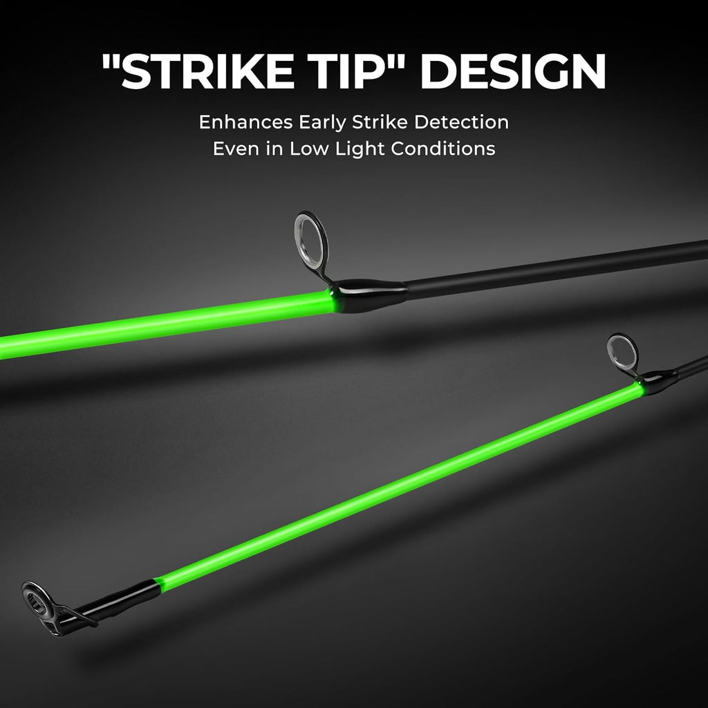 Brutus Spinning Rods & Casting Fishing Rods, Brute Tuff Composite Graphite & Glass Blanks, Stainless Steel Line Guides W/Zirconium Oxide Rings Tip Top, Chartreuse Strike Tip