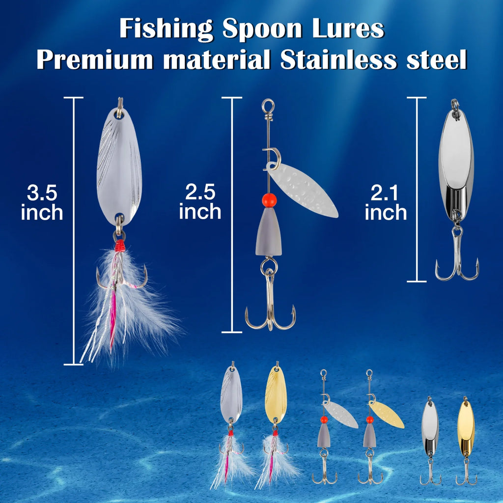 404Pcs Fishing Lures for Bass Trout Salmon,Fishing Tackle Box with Tackle Included for Freshwater and Saltwater,Fishing Gear and Equipment Including Crankbaits, Spinnerbaits, Plastic Worms, Jigs