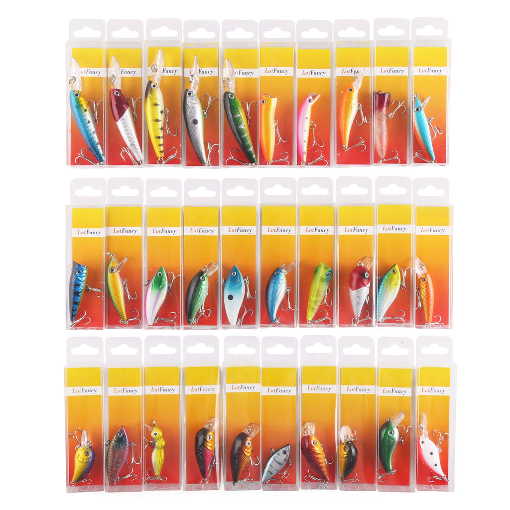 30 Topwater Fishing Lures with Hooks, Bass Bait Trout Lures with Propeller Tail