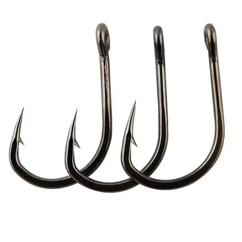 100Pcs/Box #3~#12 High Carbon Steel Hooks, Sport Circle Silver Fishing Hooks