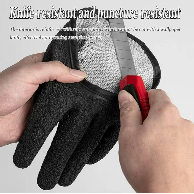 Fishing Catching Gloves Magnet Release Anti-Slip Protect Hand from Puncture Scrapes Waterproof Fishing Gloves