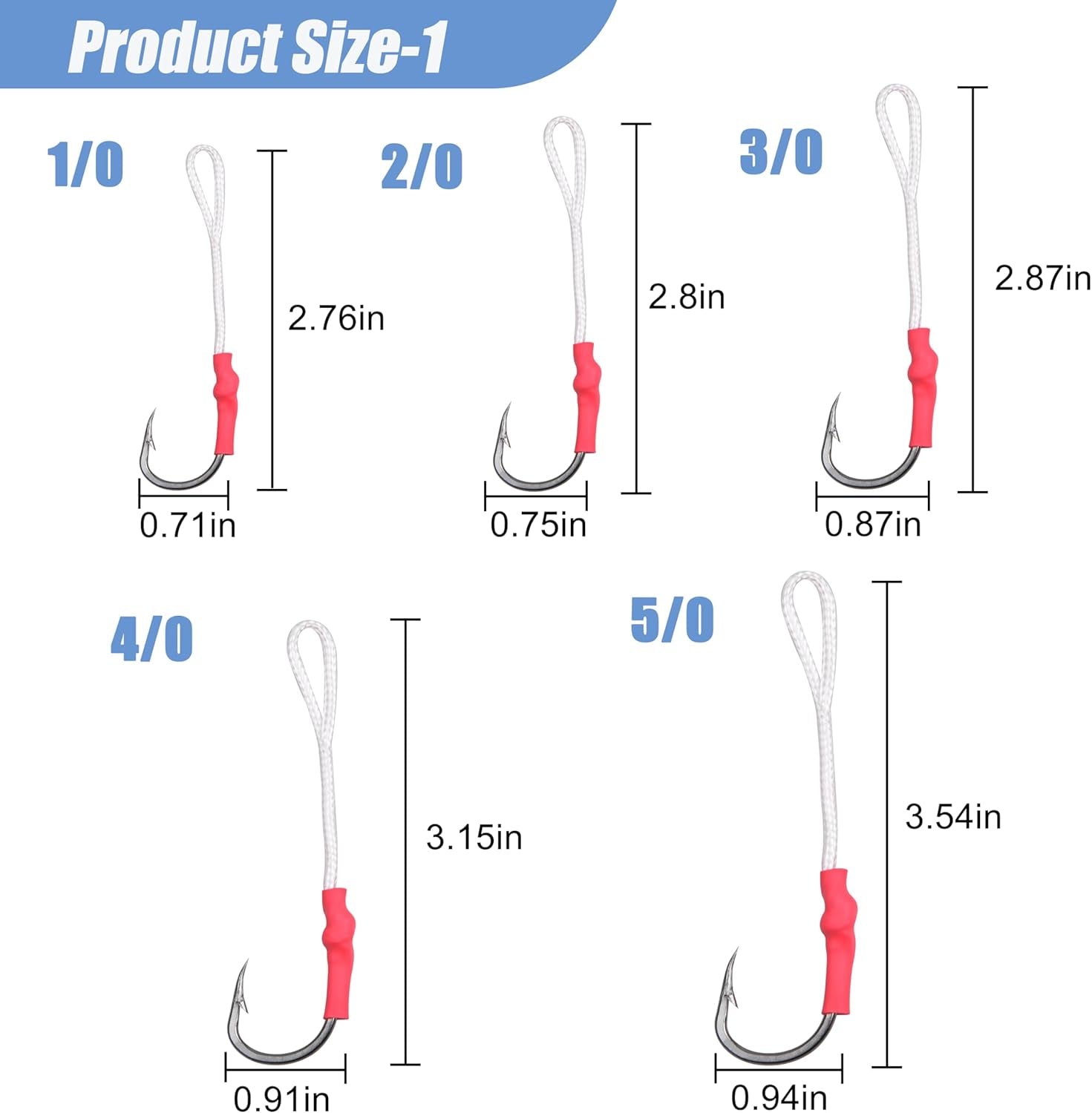 Fishing Assist Hooks with PE Line for Jigging, 30Pcs Saltwater Jigging Assist Hooks Vertical Butterfly Jig Slow Pitch Jig Braid Cords