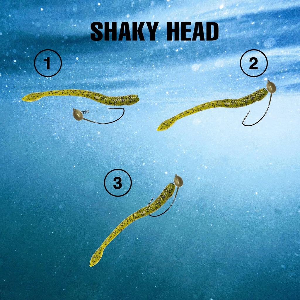 Tungsten Shaky Head Jigs for Bass Fishing - Premium Fishing Hooks, Ideal Shaky Head Jig to Catch Big Bass and Other Fish (5-Pack)