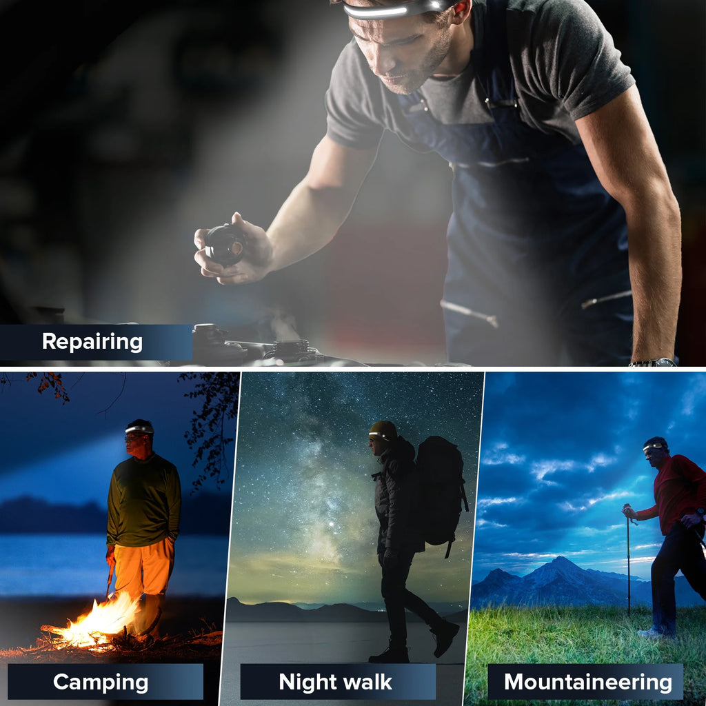 2 Pack LED Headlamp, 1200 Lumen Flashlight, Rechargeable, Headlights, Dual Beam, Handsfree Waterproof, Camping, Running, Cycling, Hunting, Kids Adults