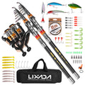 2PCS Carbon Fiber Telescopic Fishing Rod and Reel Combo Kit,Spinning Fishing Reel Gear Organizer Pole Set
