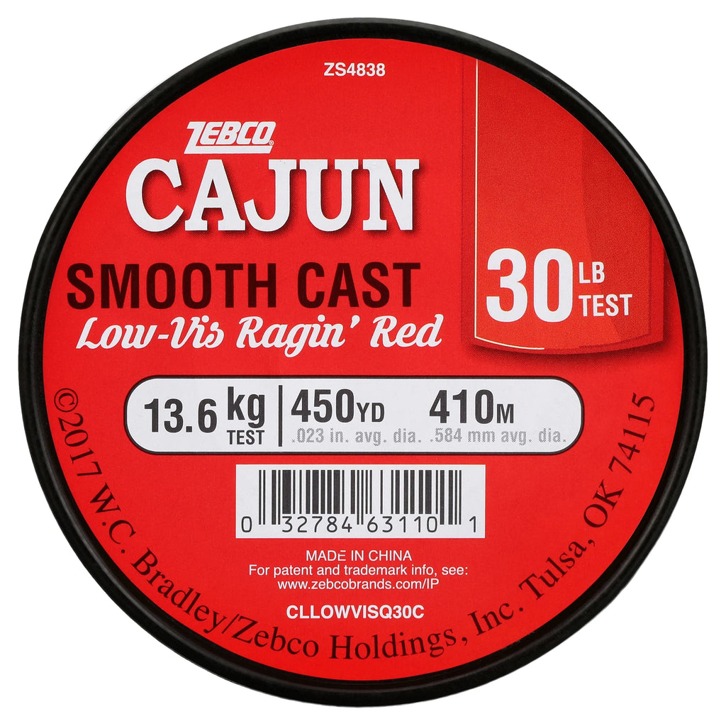 Cajun Line Smooth Cast Fishing Line, Low Vis Ragin' Red, 30 Pound Tested