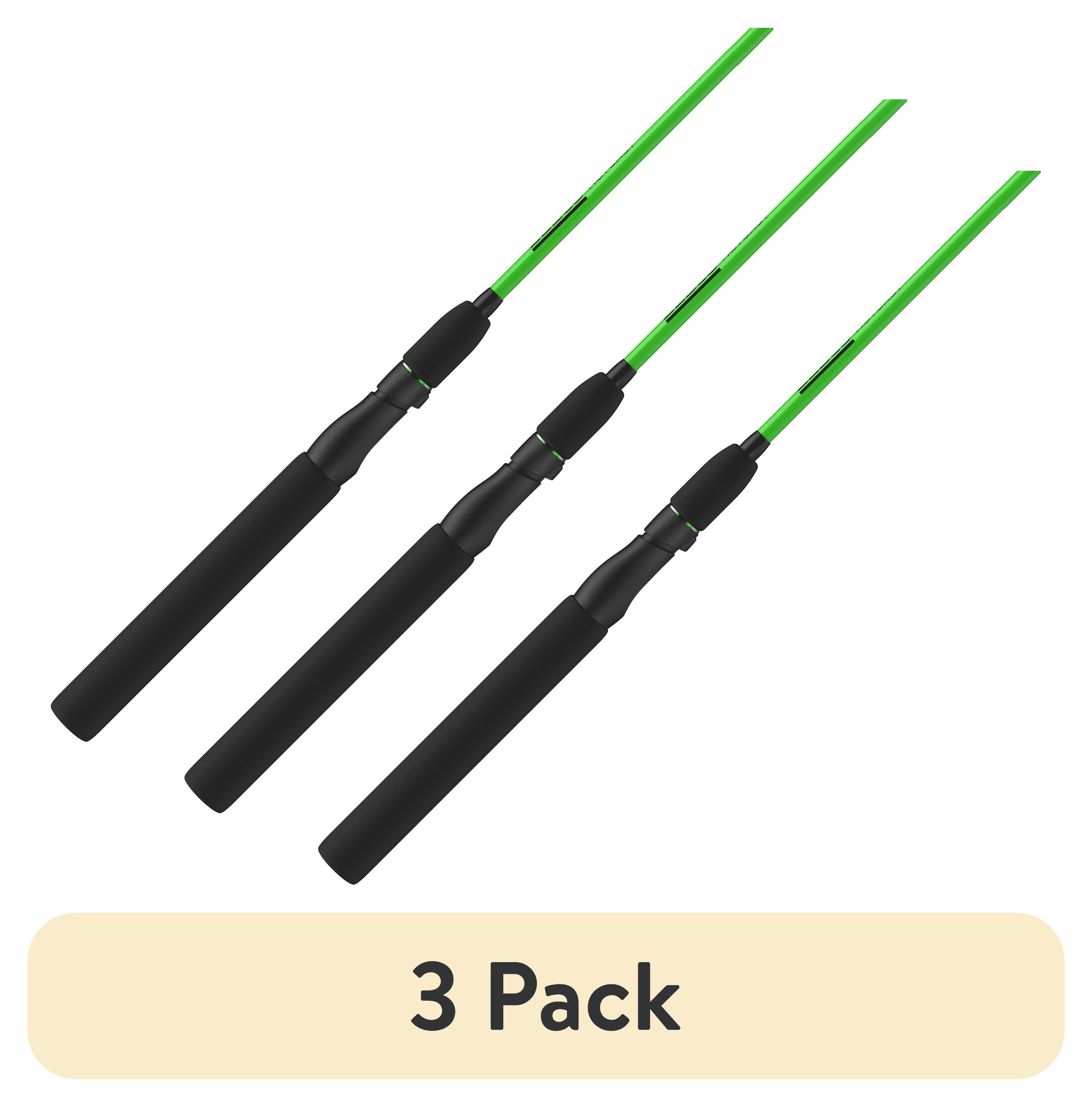 (3 Pack)  Hotcast Fiberglass Spinning Fishing Rod, 4-Foot 6-Inch 2-Piece Medium-Light Power, Green