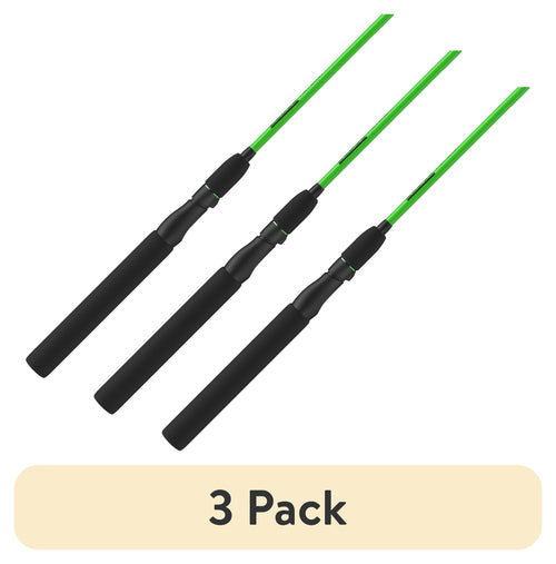 (3 Pack)  Hotcast Fiberglass Spinning Fishing Rod, 4-Foot 6-Inch 2-Piece Medium-Light Power, Green