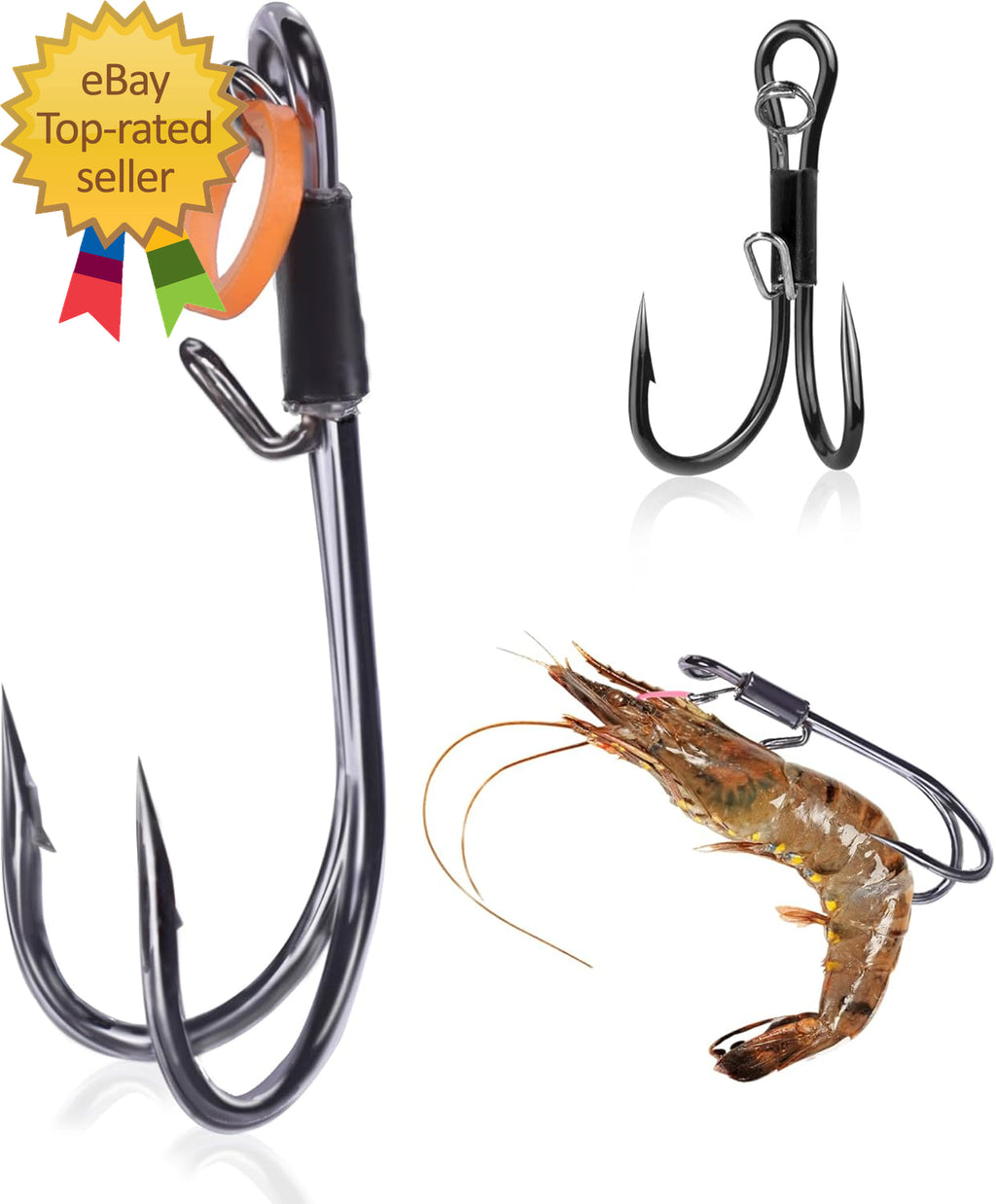 Live Shrimp Hooks 10/15PCS Double Fishing Hooks Shrimp Hooks Fishing Saltwater