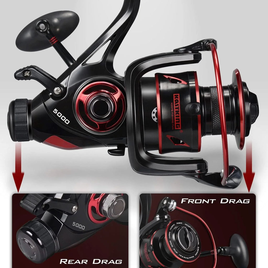 5000 Spinning Reel 10+1 Shielded Stainless Steel BB - Carbon Fiber Drag for Live Liner Bait Fishing Action-Black