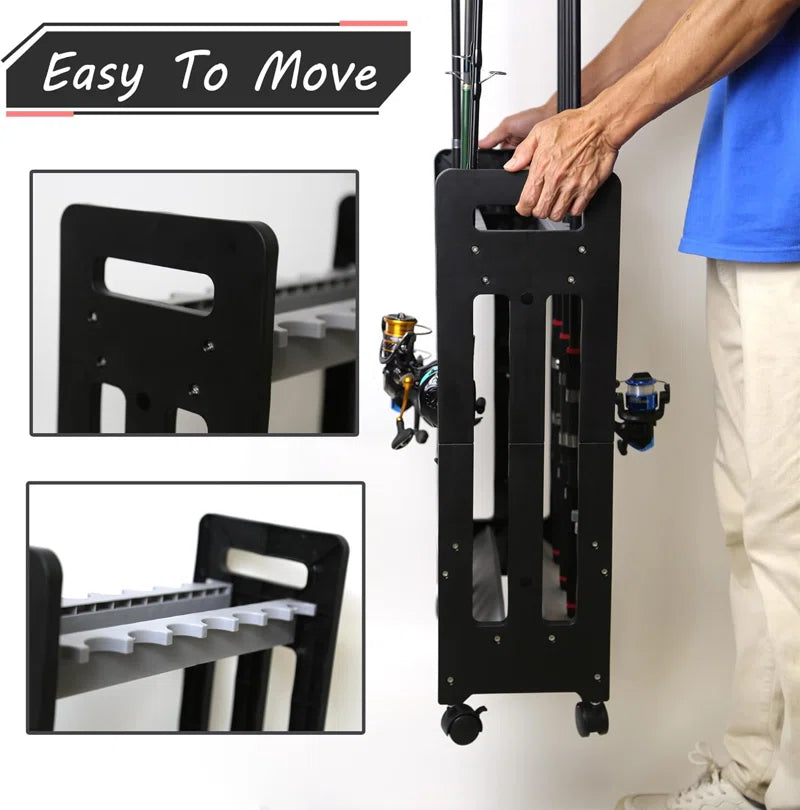 Fishing Rod Holder,Fishing Pole Holders for Garage,Rod Holder for 16 Rod and Reel Combos,Vertical Fishing Rod Rack Floor Storage,Fishing Gifts for Men (Gray)