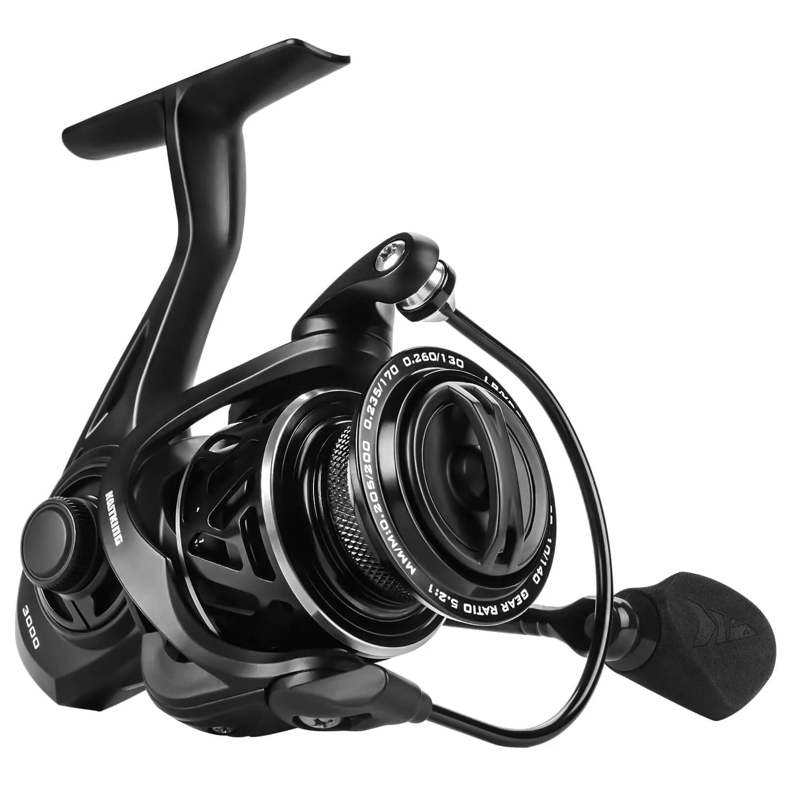 500 Spinning Reel Graphite Frame 5.2:1 Gear Ratio 7+1 Ball Bearings Fresh and Saltwater-Zephyr-Black