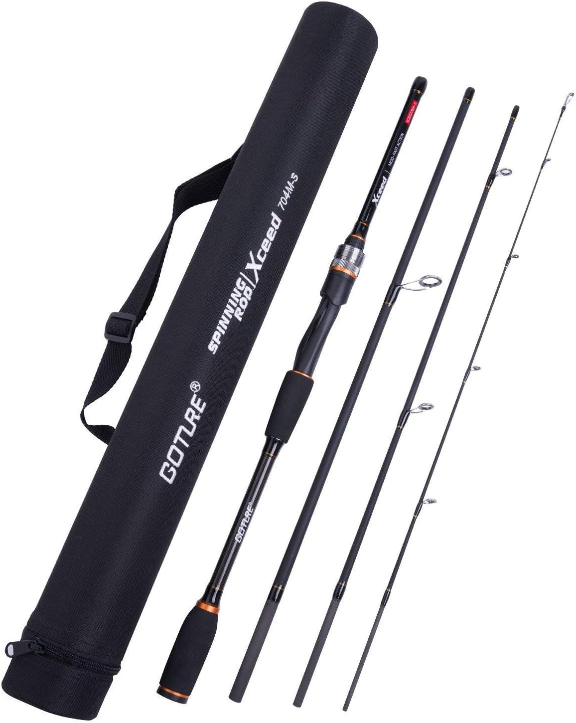 Travel Fishing Rods, 4 Piece Fishing Pole with Case/Bag, Casting/Spinning Rod,Ultralight Fishing Baitcasting Rod 7Ft for Saltwater Trout, Bass, Walleye, Pike
