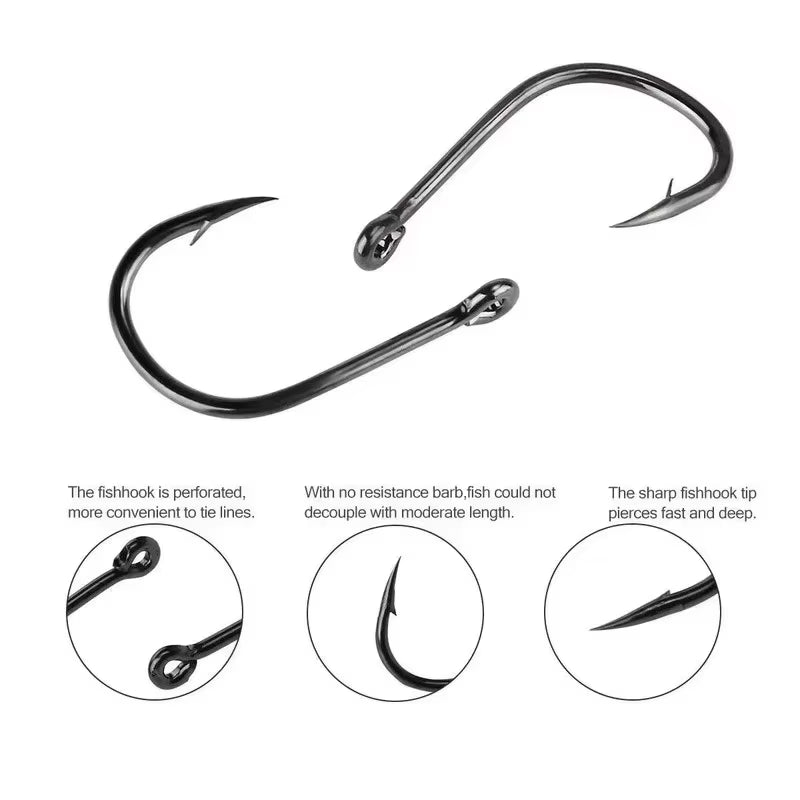 100Pcs/Box #3~#12 High Carbon Steel Hooks, Sport Circle Silver Fishing Hooks