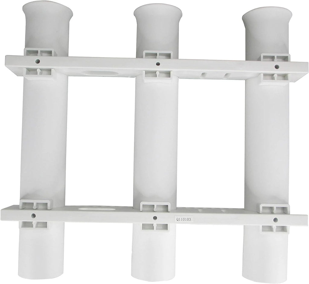 Fishing Rod Holder - Triple-Tube Rack (2-Pack) - Uv-Stabilized Wall Mount Storage System for Boat Garage Kayak, White