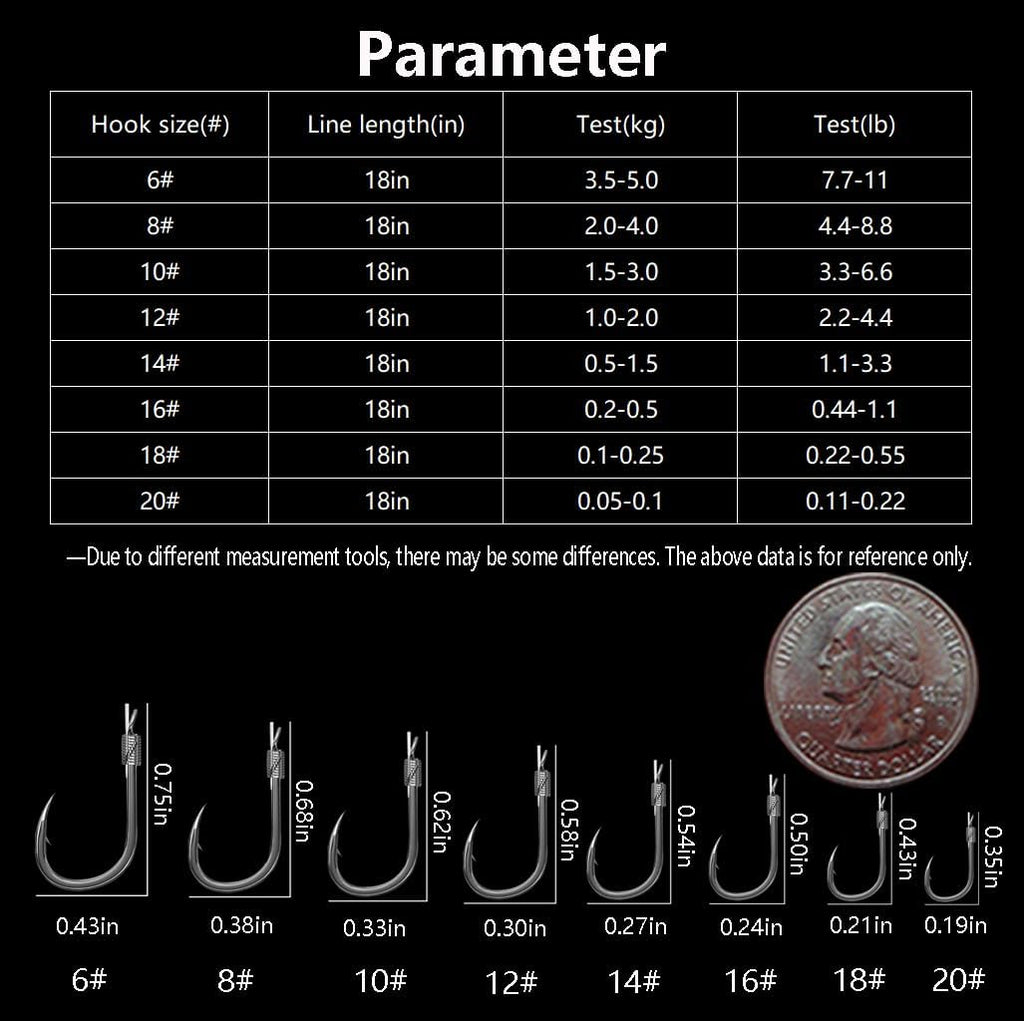 Small Fishing Hooks with Line, Tiny Fishing Hook on Nylon Line (Pack of 20)