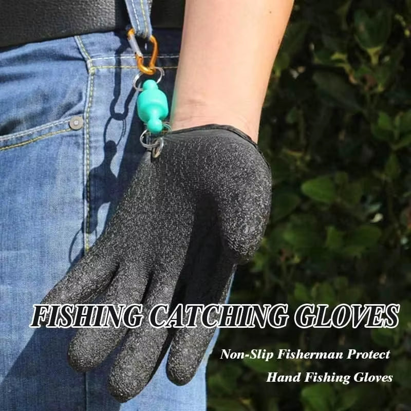 Fishing Catching Gloves Magnet Release Anti-Slip Protect Hand from Puncture Scrapes Waterproof Fishing Gloves