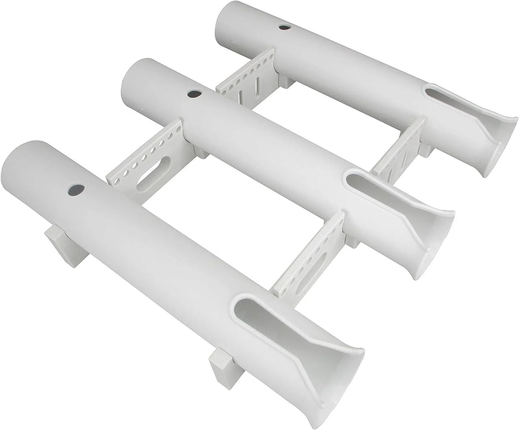 Fishing Rod Holder - Triple-Tube Rack (2-Pack) - Uv-Stabilized Wall Mount Storage System for Boat Garage Kayak, White