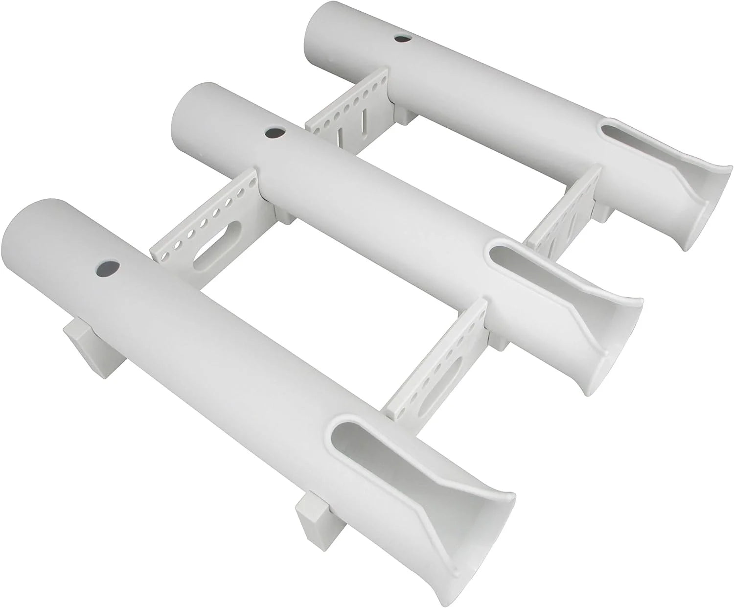 Fishing Rod Holder - Triple-Tube Rack (2-Pack) - Uv-Stabilized Wall Mount Storage System for Boat Garage Kayak, White