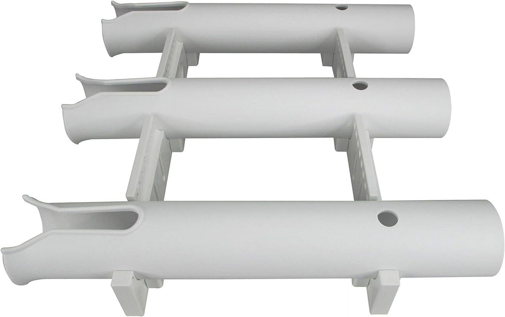 Fishing Rod Holder - Triple-Tube Rack (2-Pack) - Uv-Stabilized Wall Mount Storage System for Boat Garage Kayak, White