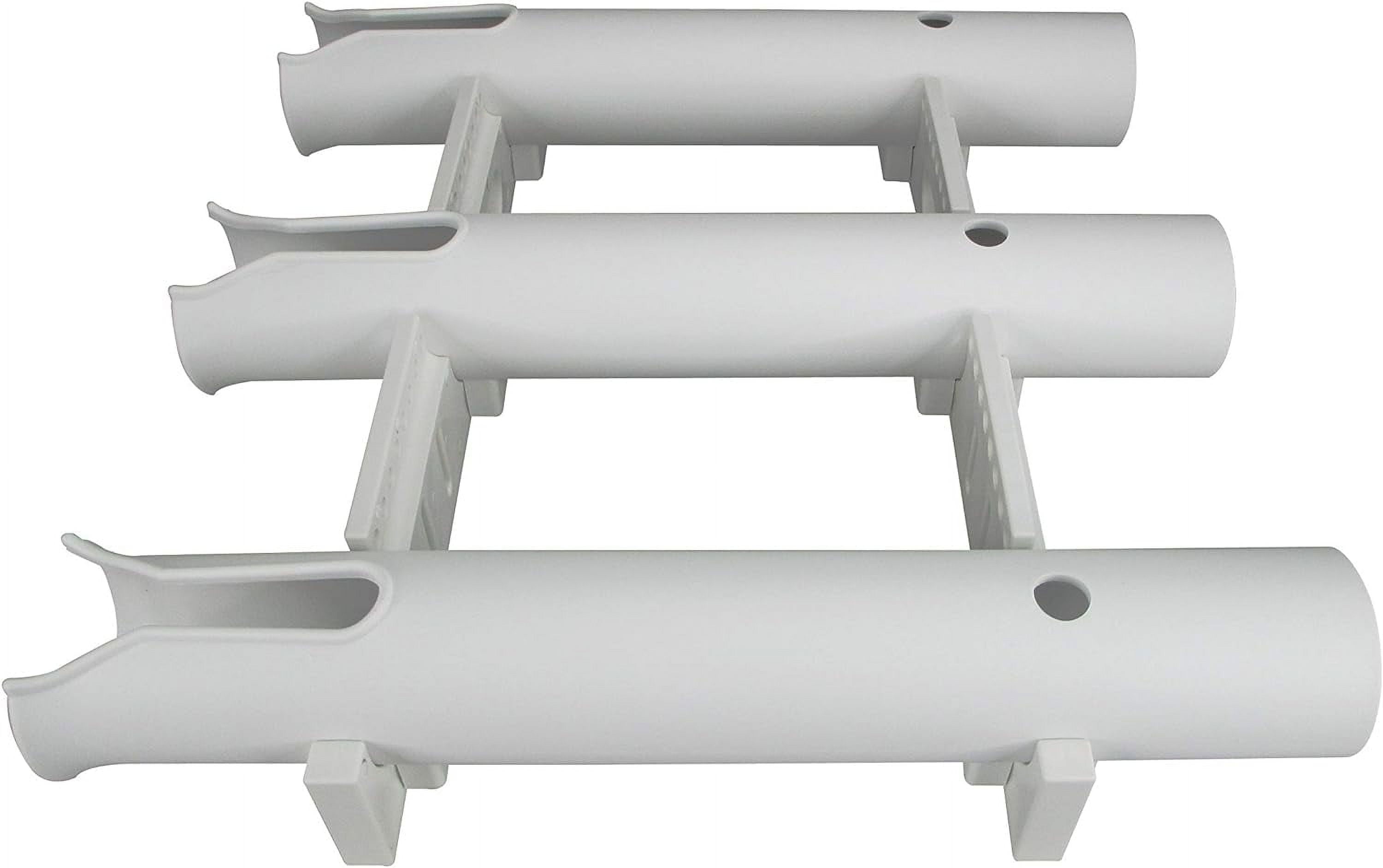 Fishing Rod Holder - Triple-Tube Rack (2-Pack) - Uv-Stabilized Wall Mount Storage System for Boat Garage Kayak, White