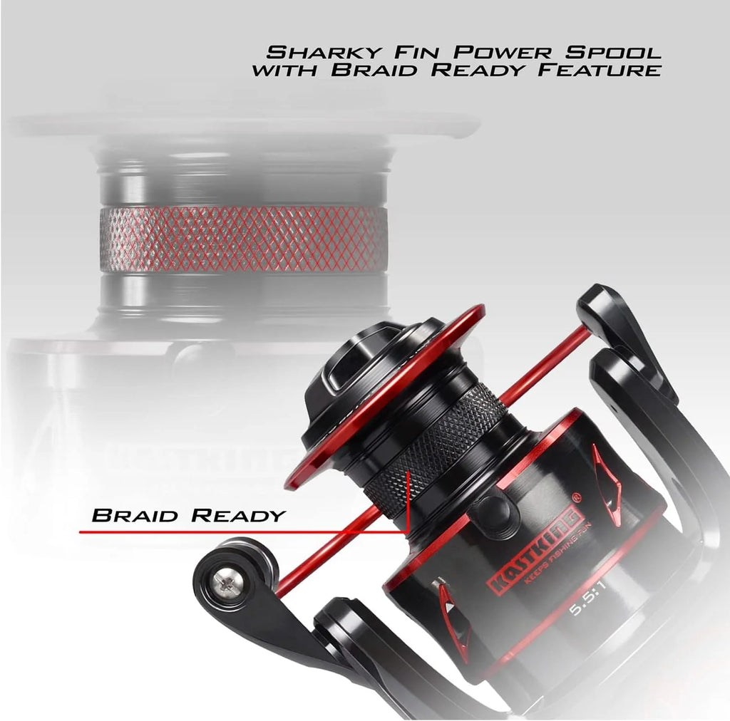 5000 Spinning Reel 10+1 Shielded Stainless Steel BB - Carbon Fiber Drag for Live Liner Bait Fishing Action-Black