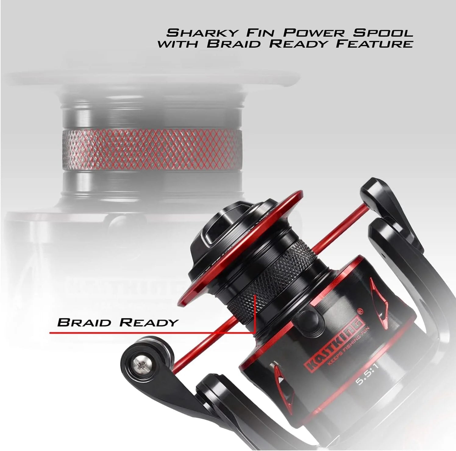 5000 Spinning Reel 10+1 Shielded Stainless Steel BB - Carbon Fiber Drag for Live Liner Bait Fishing Action-Black