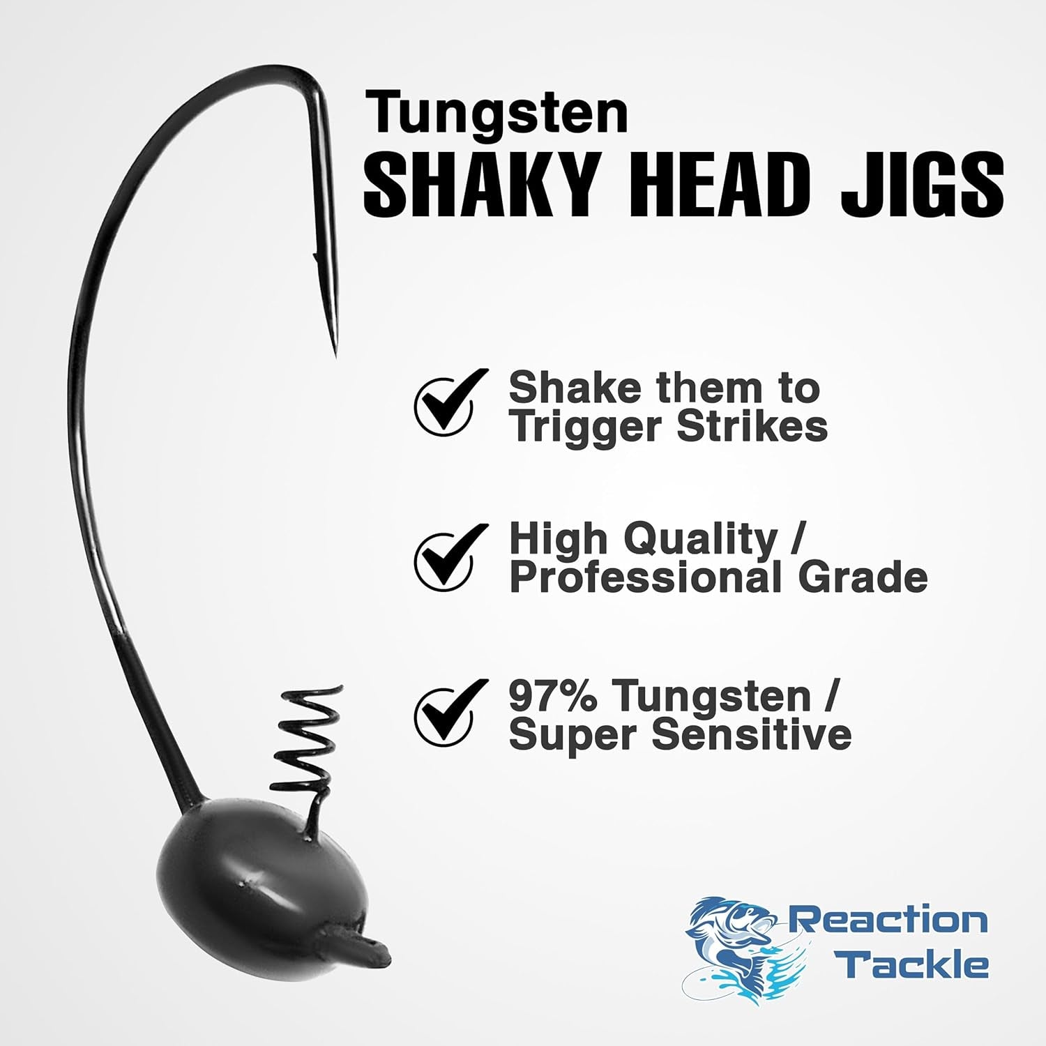 Tungsten Shaky Head Jigs for Bass Fishing - Premium Fishing Hooks, Ideal Shaky Head Jig to Catch Big Bass and Other Fish (5-Pack)