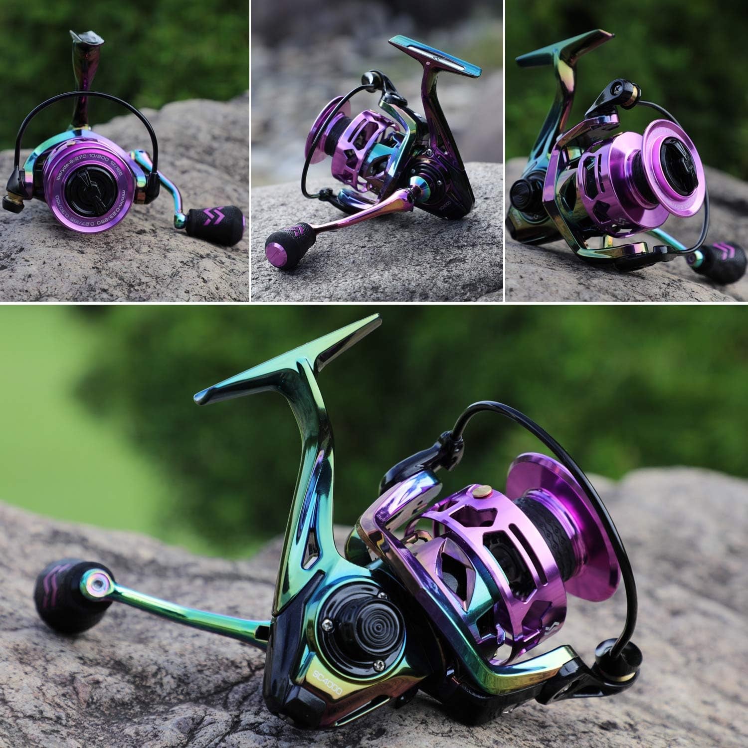 Fishing Reel, Colorful Ultralight Spinning Reels with Graphite Frame 6.0:1 High Speed, over 39 Lbs Carbon Drag for Saltwater or Freshwater Fishing