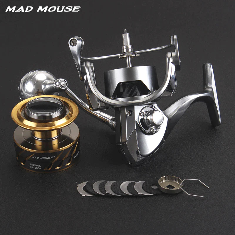 Japan Quality MADMOUSE SALTIGA BJ 4000 /6000/10000 Spinning Jigging Reel 11+1BB 35Kg Drag Power Spinning Reel Boat Fishing Reels