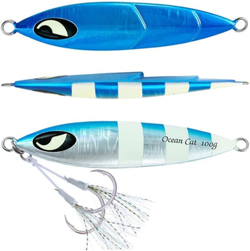 1 PC Slow Fall Pitch Fishing Lures Sinking Lead Metal Flat Jigs Jigging Baits with Hook for Saltwater Fishing