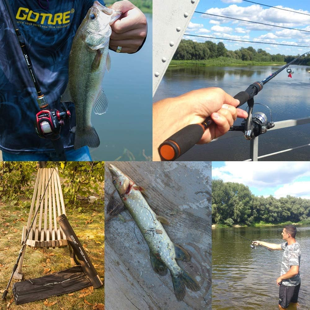 Travel Fishing Rods, 4 Piece Fishing Pole with Case/Bag, Casting/Spinning Rod,Ultralight Fishing Baitcasting Rod 7Ft for Saltwater Trout, Bass, Walleye, Pike