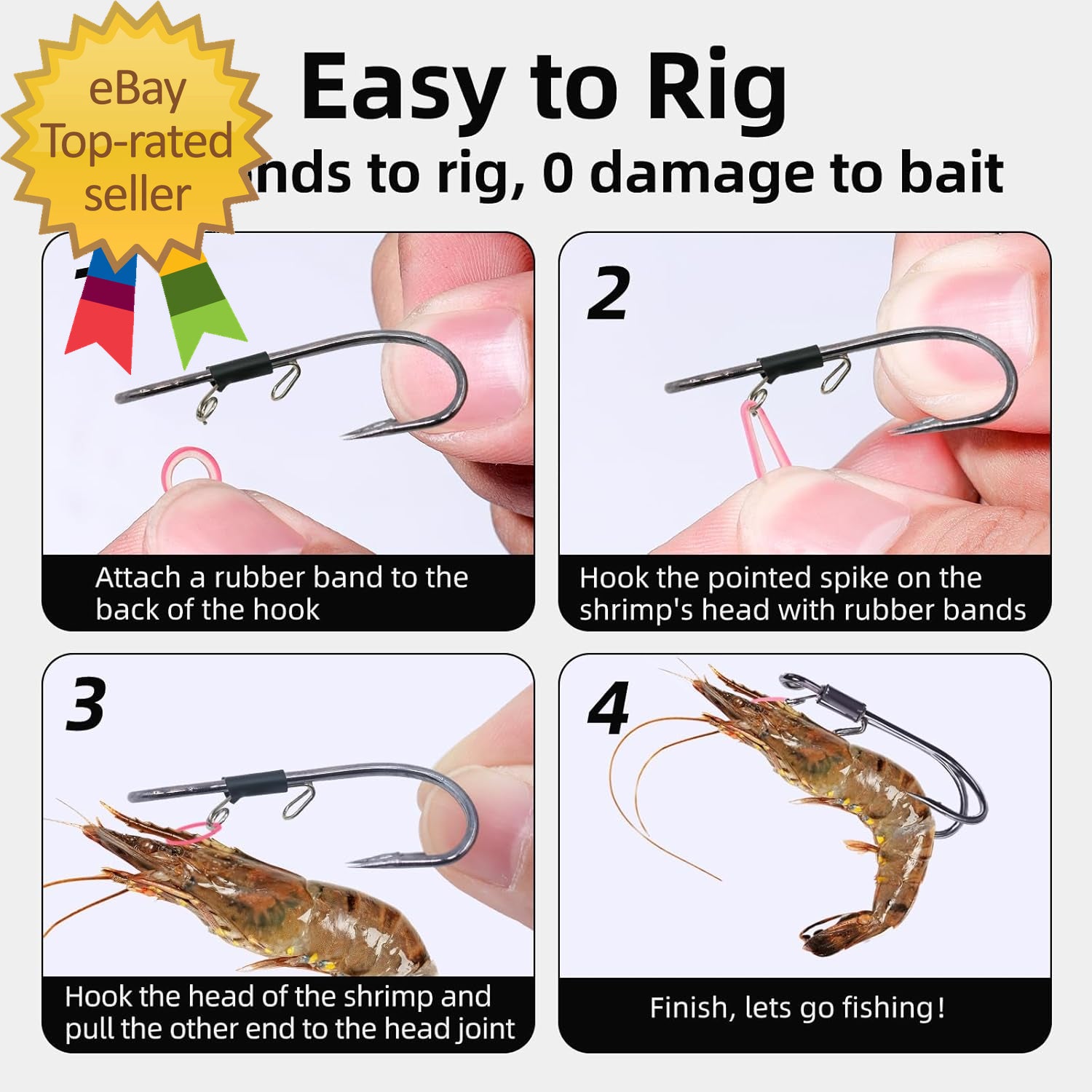 Live Shrimp Hooks 10/15PCS Double Fishing Hooks Shrimp Hooks Fishing Saltwater
