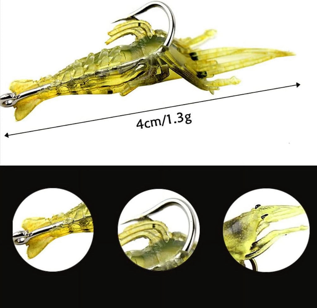 30 Pcs Soft Shrimp Bait Fishing Gear Simulation Fake Bait Grass Shrimp Lures Cost-Effective Convenient Soft Lures, Baits and Attractants（4Cm）