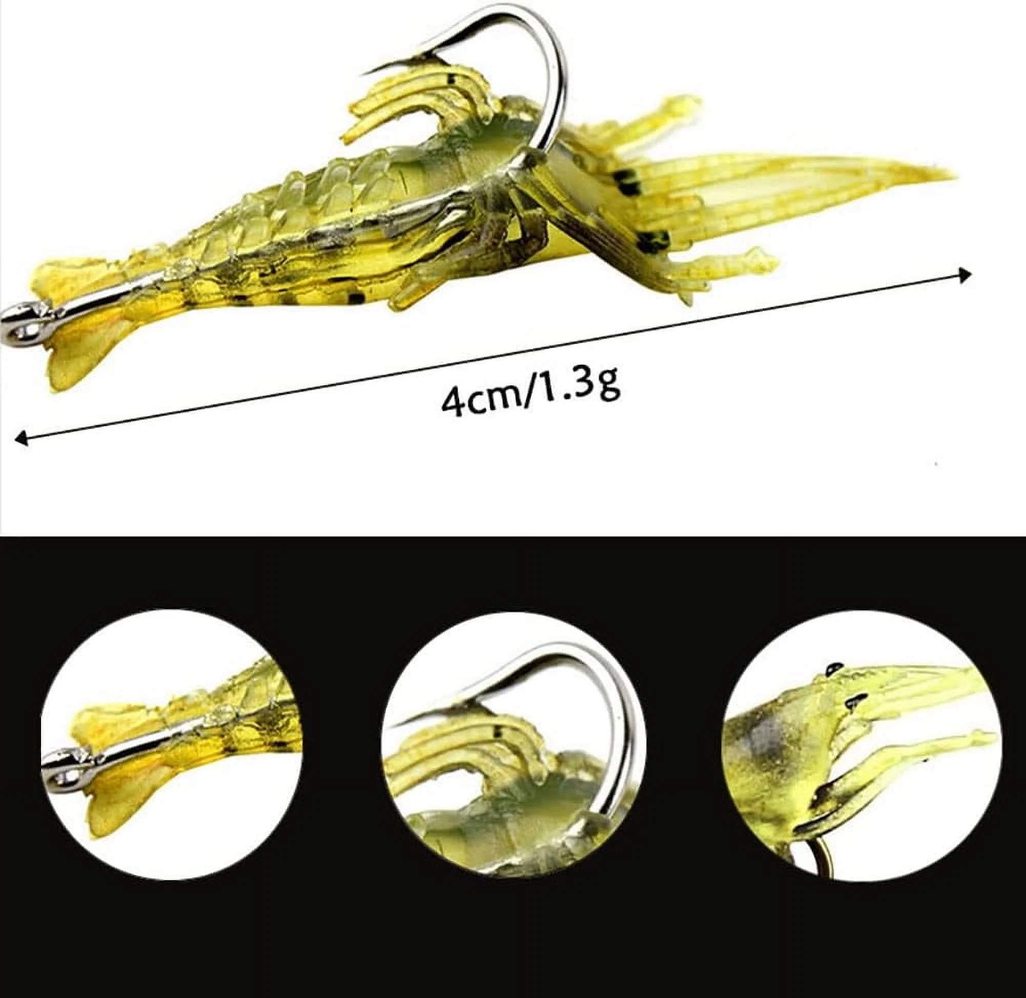 30 Pcs Soft Shrimp Bait Fishing Gear Simulation Fake Bait Grass Shrimp Lures Cost-Effective Convenient Soft Lures, Baits and Attractants（4Cm）