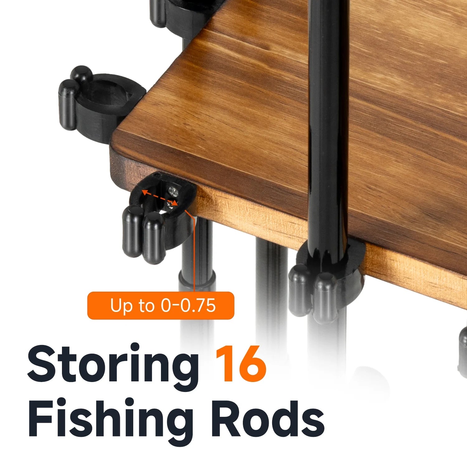 Fishing Rod Pole Holders for Garage 360°Rotating for 16 Rods, Wooden Fishing Pole Rod Rack Storage Organizer,Gift for Mother Father