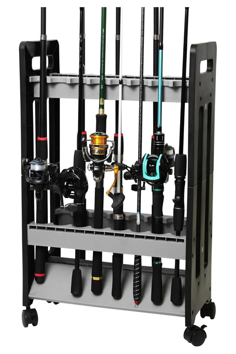 Fishing Rod Holder,Fishing Pole Holders for Garage,Rod Holder for 16 Rod and Reel Combos,Vertical Fishing Rod Rack Floor Storage,Fishing Gifts for Men (Gray)