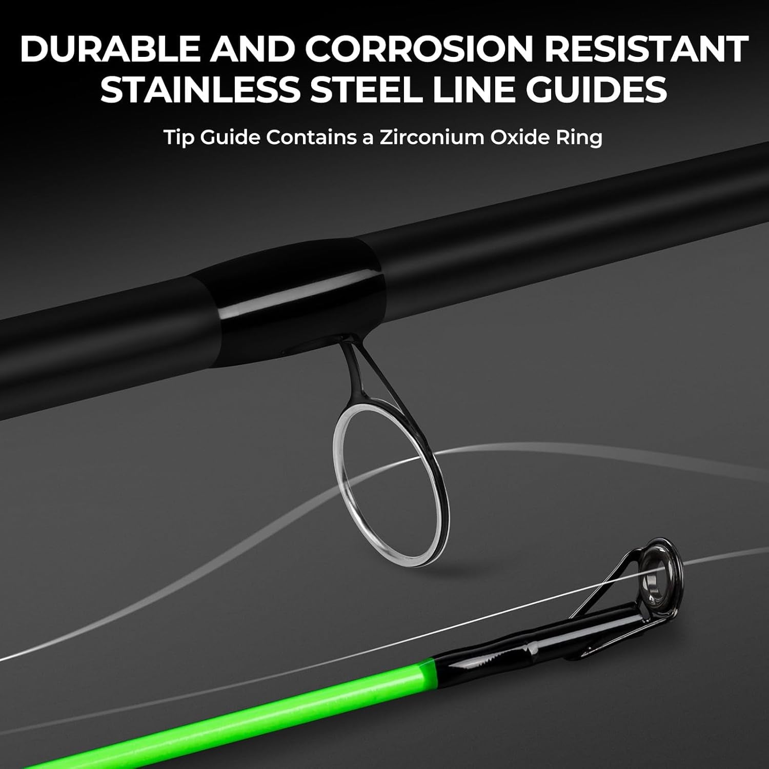 Brutus Spinning Rods & Casting Fishing Rods, Brute Tuff Composite Graphite & Glass Blanks, Stainless Steel Line Guides W/Zirconium Oxide Rings Tip Top, Chartreuse Strike Tip