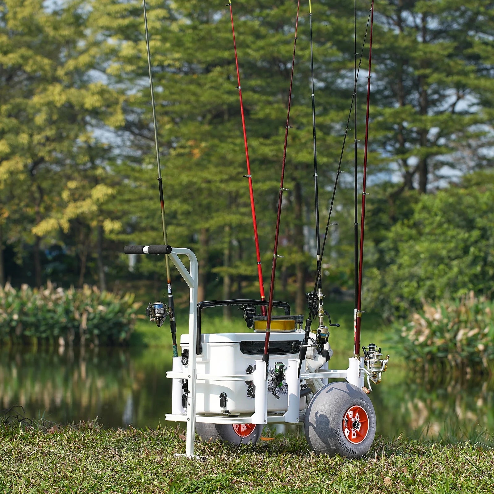Beach Fishing Cart Fishing Trolley 300 Lbs with Balloon Tires for Sand