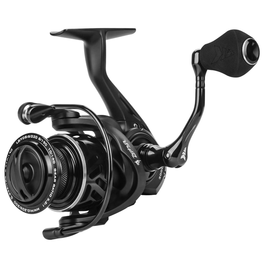 500 Spinning Reel Graphite Frame 5.2:1 Gear Ratio 7+1 Ball Bearings Fresh and Saltwater-Zephyr-Black