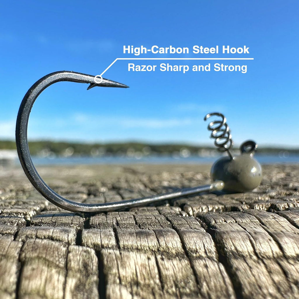 Tungsten Shaky Head Jigs for Bass Fishing - Premium Fishing Hooks, Ideal Shaky Head Jig to Catch Big Bass and Other Fish (5-Pack)