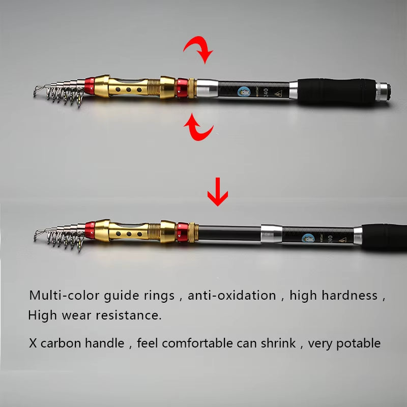 Short Sea Fishing Rods Fiber Telescopic Fishing Rod 99% Carbon 1.8-3.6M Spinning Telescopic Fishing Tackle Spinning Rod