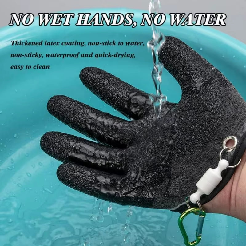 Fishing Catching Gloves Magnet Release Anti-Slip Protect Hand from Puncture Scrapes Waterproof Fishing Gloves