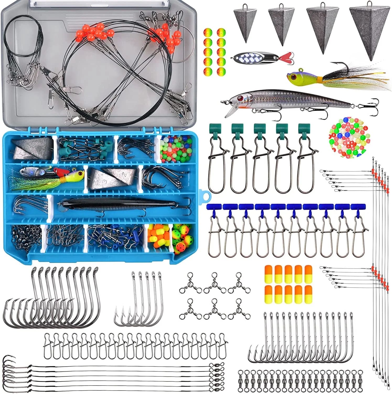 Surf Fishing Tackle Kit with Fishing Hooks Swivels