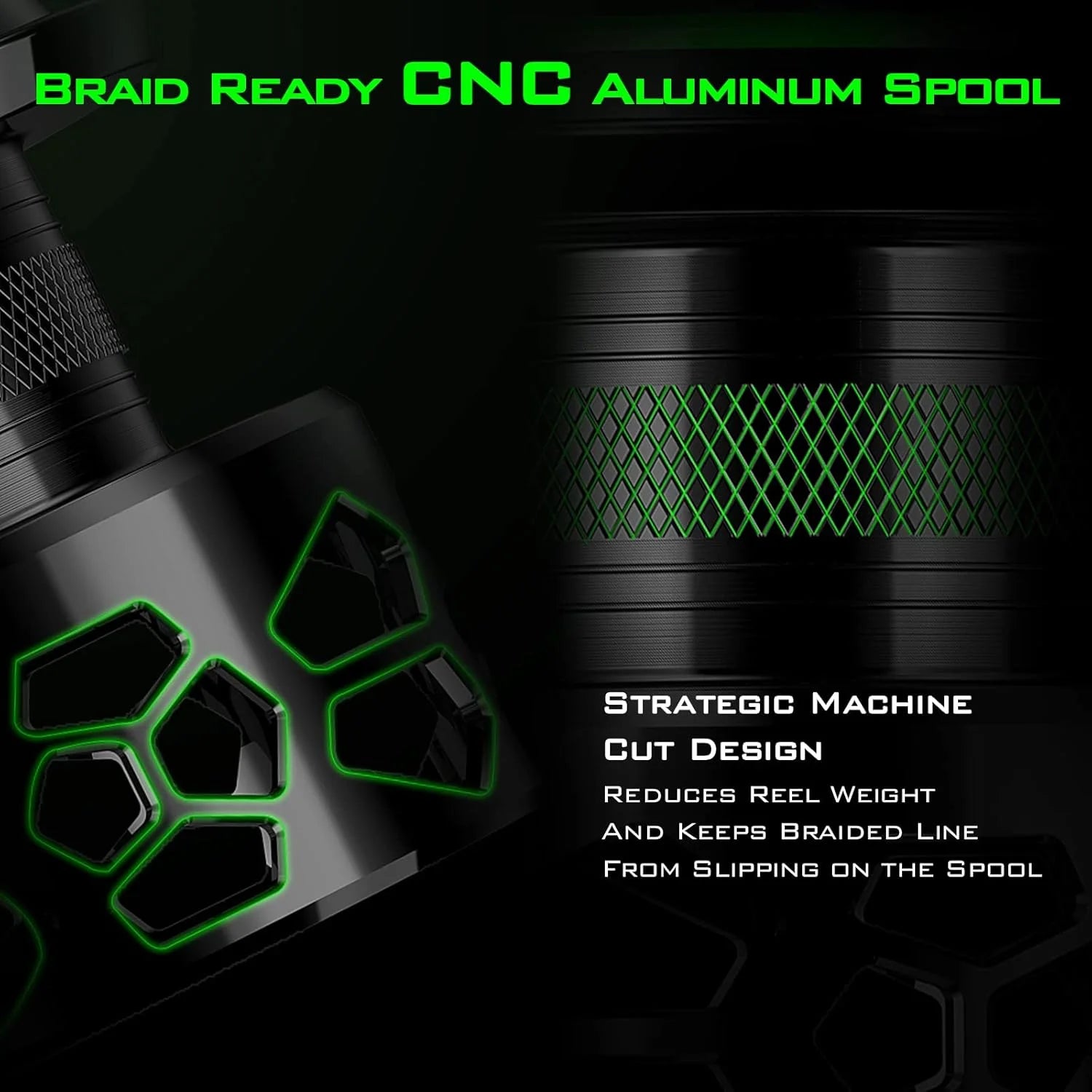 3000 Spinning Reel 5.6Oz Oversized Stainless Steel Main Shaft-Green 7+1-Zephyr Green